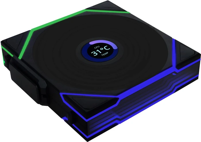 Lian Li Uni Fan TL LCD Wireless 120 RGB Reverse Blade, schwarz, LED-Steuerung, 120mm, 3er-Pack