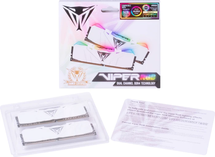 Patriot Viper RGB weiß UDIMM 16GB Kit, DDR4-2666, CL15-17-17-35, 1RX8