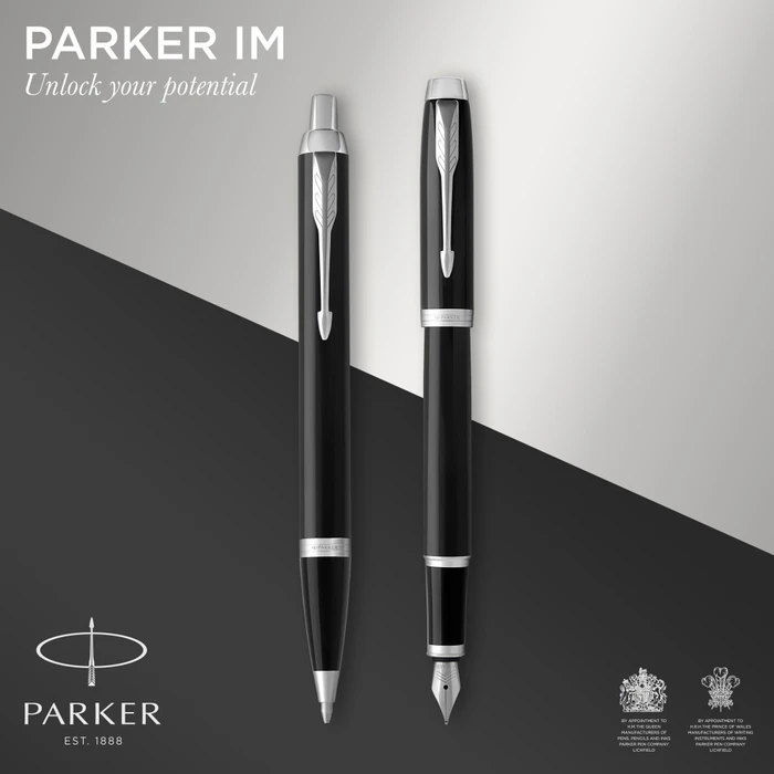 Parker IM Duo, Lacquer Black Chrome Trim, 2 Stück