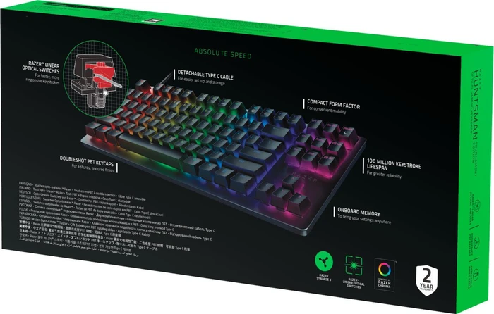 Razer Huntsman Tournament Edition, TKL, Razer Linear Optical RED, USB, EU