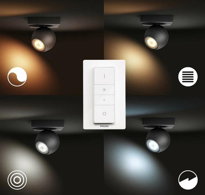 Philips Hue White Ambiance Buckram 1-flammig schwarz
