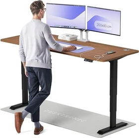 Desktronic HomePro Sitz-Steh-Schreibtisch 200x80cm Nussbaum/schwarz