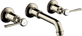 Hansgrohe Axor Montreux 3-Loch Waschtischarmatur für Wandmontage und Hebelgriffen polished nickel