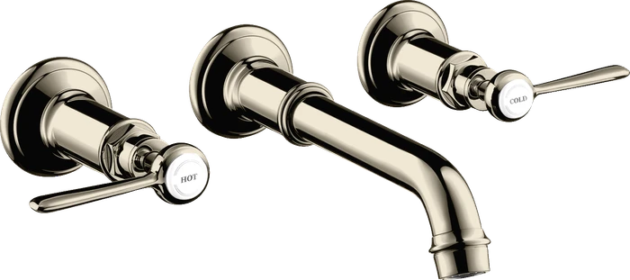 Hansgrohe Axor Montreux 3-Loch Waschtischarmatur für Wandmontage und Hebelgriffen polished nickel