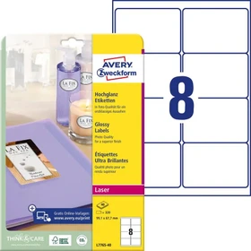 Avery-Zweckform Etiketten mit Spezialbeschichtung, 99.1x67.7mm, weiß, 40 Blatt (320 Etiketten)