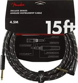 Fender Deluxe Series Instrument Cable Black Tweed Angled 4.5m
