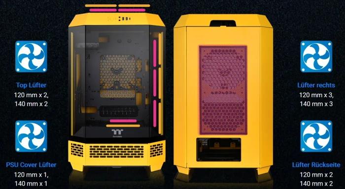 Thermaltake The Tower 300 Bumblebee, gelb, Glasfenster