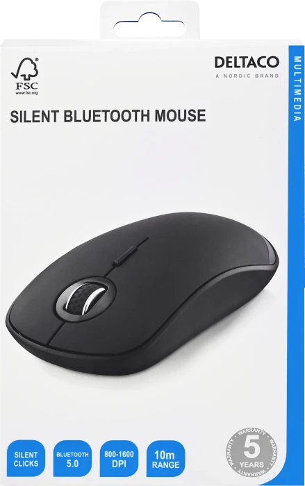 Deltaco Silent Bluetooth Mouse schwarz, Bluetooth