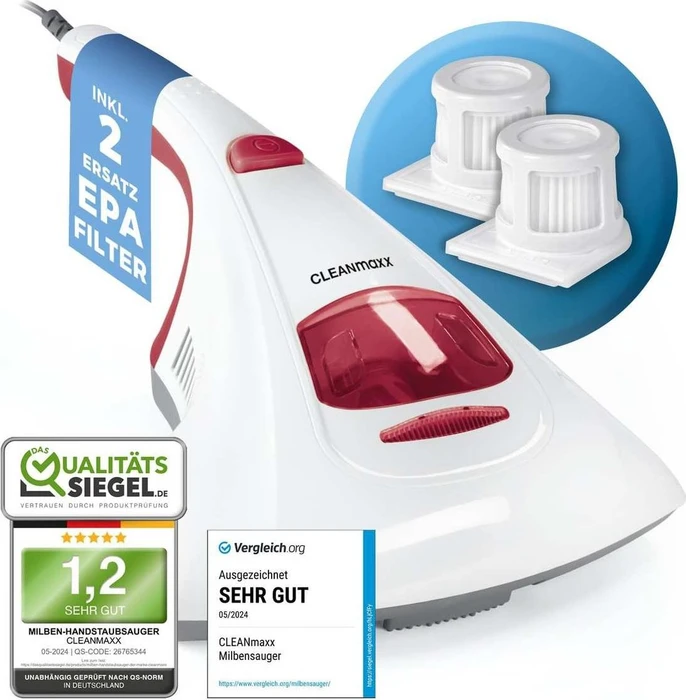 CLEANmaxx Vibration Milbensauger weiß/rot