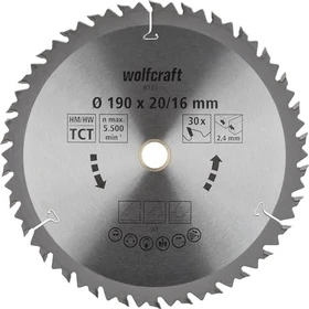 Wolfcraft Serie Braun Kreissägeblatt 30Z, 190x2.4x16mm, 1 Stück