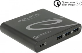 DeLOCK USB Charger 1x USB USB-C PD 85W + 3x USB Type-A Qualcomm Quick Charge 3.0 schwarz