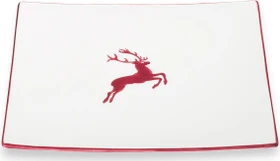 Gmundner Keramik Bordeauxroter Hirsch Speiseteller Trend 26x26cm