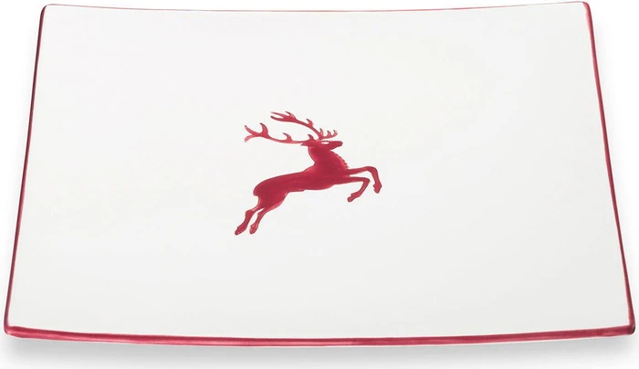 Gmundner Keramik Bordeauxroter Hirsch Speiseteller Trend 26x26cm