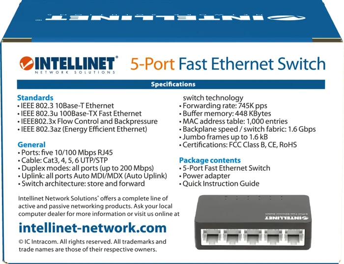 Intellinet Desktop Switch, 5x RJ-45