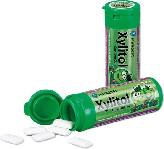 Miradent Xylitol for Kids Zahnpflegekaugummis Apfel, 30g