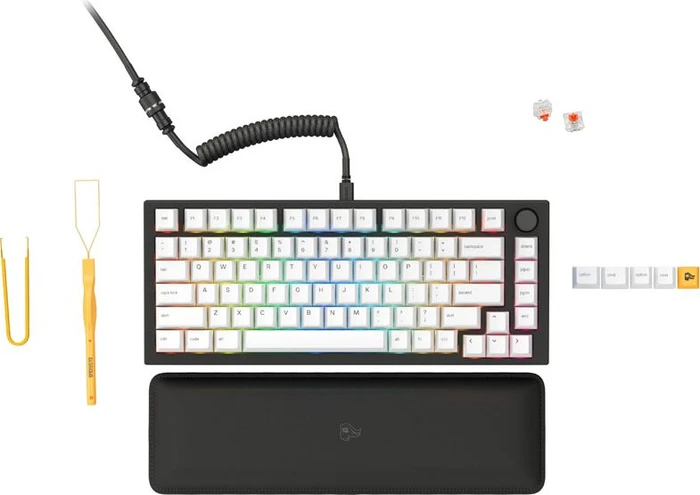 Glorious GMMK Pro Pre-built Gaming Keyboard, LEDs RGB, Glorious Fox linear, Black Slate/Artic White, US