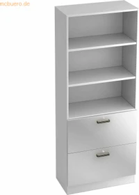 Hammerbacher HR-Schrank 5OH V7300, Streifengriff, weiß/silber, Aufbewahrungskombination