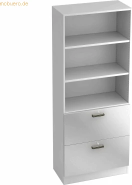 Hammerbacher HR-Schrank 5OH V7300, Streifengriff, weiß/silber, Aufbewahrungskombination