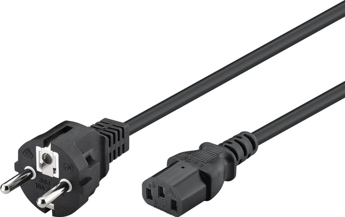 Wentronic Goobay Kaltgeräte Netzkabel, Schutzkontakt auf Kaltgerätestecker C13, schwarz, 1.5m