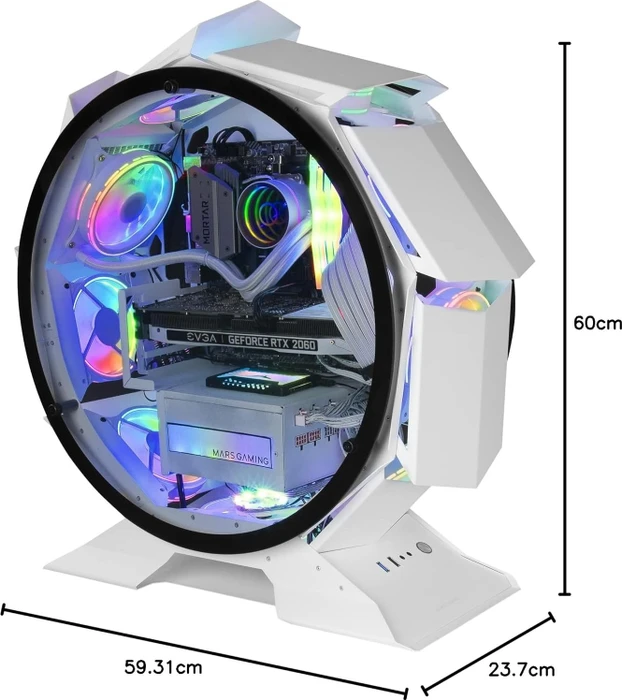 Mars Gaming MCORB Circular Tower White, Glasfenster