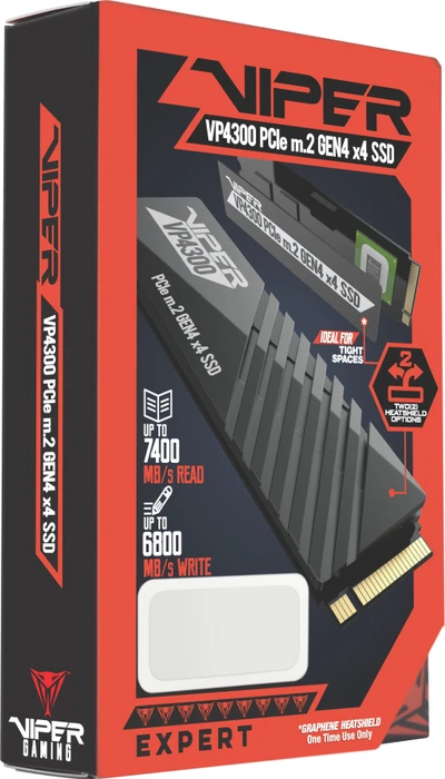 Patriot Viper VP4300 2TB, M.2 2280 / M-Key / PCIe 4.0 x4, Kühlkörper