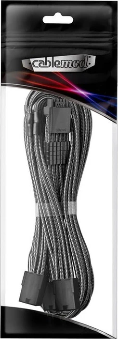 CableMod Pro ModMesh 12VHPWR PCI-e Extension, 3x 8-Pin PCIe Stecker auf 16-Pin PCIe 5.0 12VHPWR Stecker, Adapterkabel, carbon grau/schwarz, 45cm