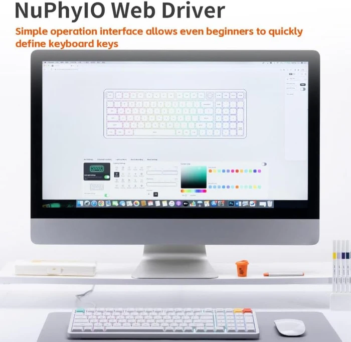 NuPhy Air100 V3 Mac/PC, Nova White, weiß/silber, hot-swap, Low-Profile Blush nano, USB/Bluetooth, DE
