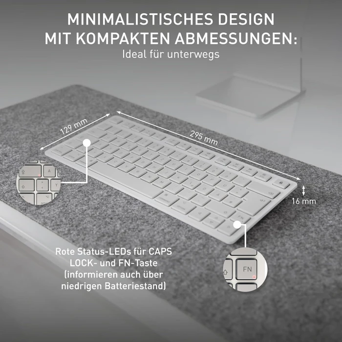 Cherry KW 7100 Mini BT for Mac, weiß/grau, Bluetooth, DE