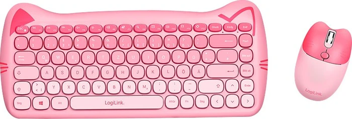 LogiLink Kitty Kindgerechtes Wireless Tastatur-Maus-Set, DE