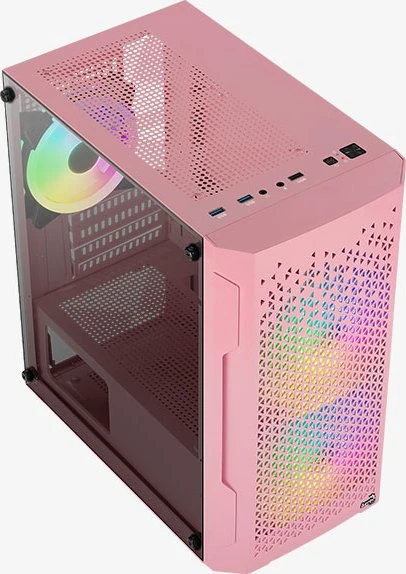 AeroCool Trinity Mini Pink, rosa, Lüfter LED RGB, Glasfenster