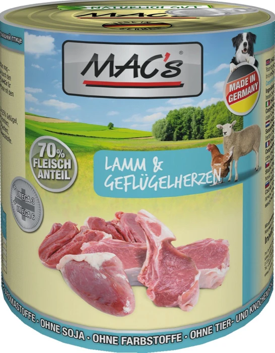 MAC's Dog Lamm und Geflügelherzen, 4.80kg (6x 800g)