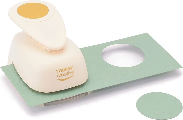 Vaessen Creative Hebel-Motivstanzer Jumbo, Kreis, gold/weiß, 51mm