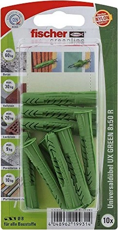 fischer UX Green 8x50 R K Universaldübel, 8x50mm, 10 Stück