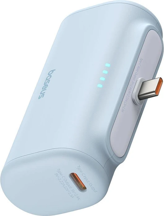 Baseus Compact Series 5000mAh Fast Charging Power Bank 20W PD With Built-in Type-C Connector blau