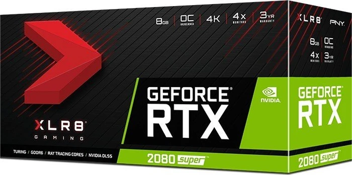 PNY GeForce RTX 2080 SUPER XLR8 Gaming OC Triple Fan, 8GB GDDR6, HDMI, 3x DP
