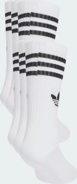 adidas 3-Streifen Crew Socken weiß/schwarz, 6 Paare (Junior)