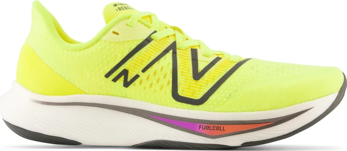 New Balance FuelCell Rebel v3 cosmic pineapple/blacktop/neon dragonfly (Herren)