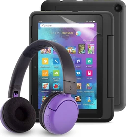 Amazon Fire HD 8 KFONWI 2020, ohne Werbung, schwarz, 32GB, Kids Pro Edition, inkl. BuddyPhones PopTime Headset und Displayschutzfolie