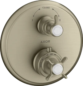 Hansgrohe Axor Montreux Thermostat Unterputz mit Kreuzgriff und Ab- und Umstellventil brushed nickel