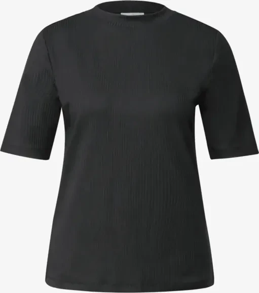 Street One Rippstruktur T-Shirt kurzarm schwarz (Damen)