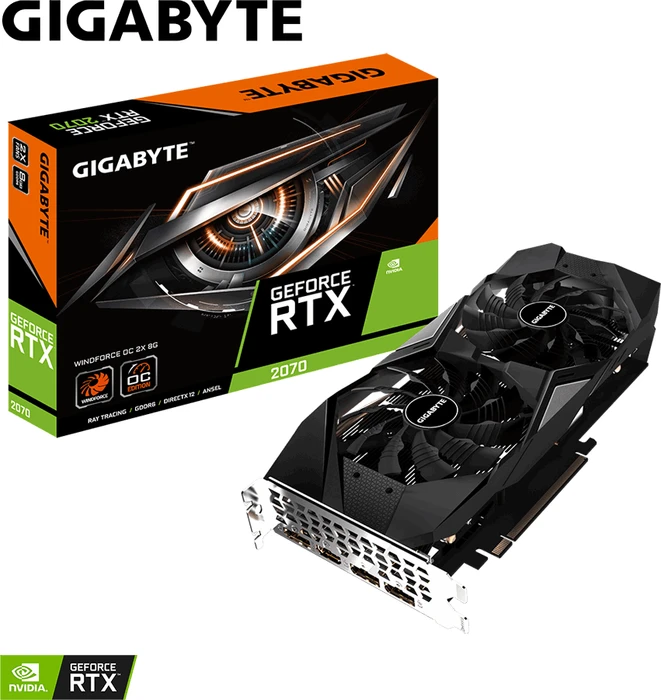 GIGABYTE GeForce RTX 2070 Windforce OC 2X 8G, 8GB GDDR6, HDMI, 3x DP
