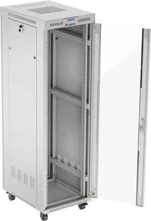 Lanberg 19" Rackschrank 42HE, LCD, freistehend, Flat Pack, V2, Glastür, IP20, RAL 7035, 600mm tief
