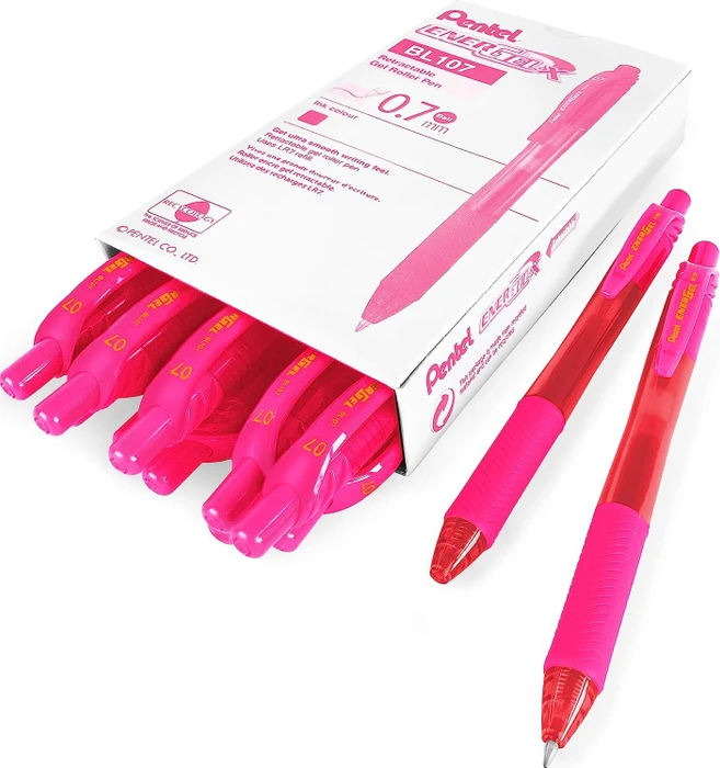 Pentel EnerGel X BL107 0.7mm/0.35mm Gelroller rosa/transparent, 12er-Pack