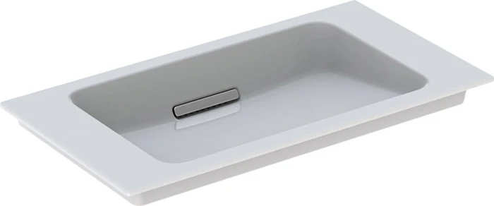 Geberit ONE Möbelwaschtisch Abgang horizontal, verkürzte Ausladung 75cm, Chrom gebürstet (Blende)