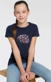 CMP Bio Baumwolle T-Shirt kurzarm schwarz/blau (Junior)