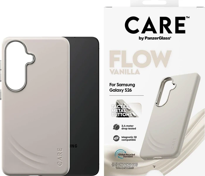 PanzerGlass Care Flow Case Vanilla w. Qi für Samsung Galaxy S26