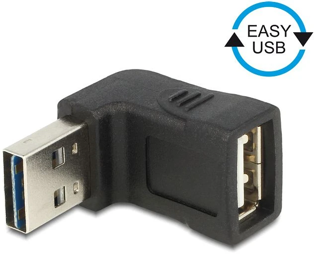DeLOCK EASY-USB 2.0 Adapter, USB-A [Stecker] auf USB-A [Buchse], horizontal gewinkelt 90°