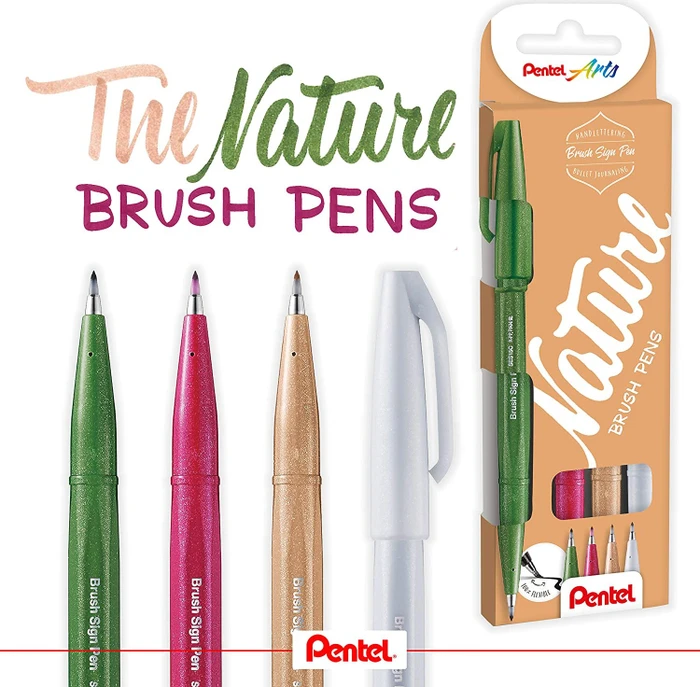 Pentel Brush Sign Pen SES15C sortiert, 4er-Set