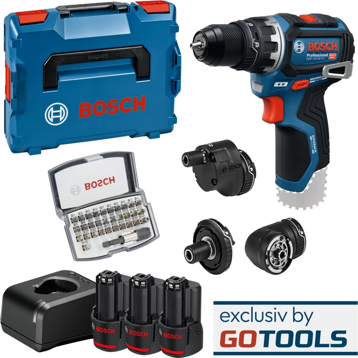 Bosch Professional PRO GSR 12V-32 FC Akku-Bohrschrauber inkl. L-Boxx + 3 Akkus 2.0Ah