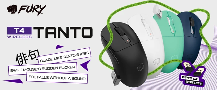 Natec Fury Tanto T4 Wireless Ultra-Lightweight Gaming Mouse Mint, USB/Bluetooth